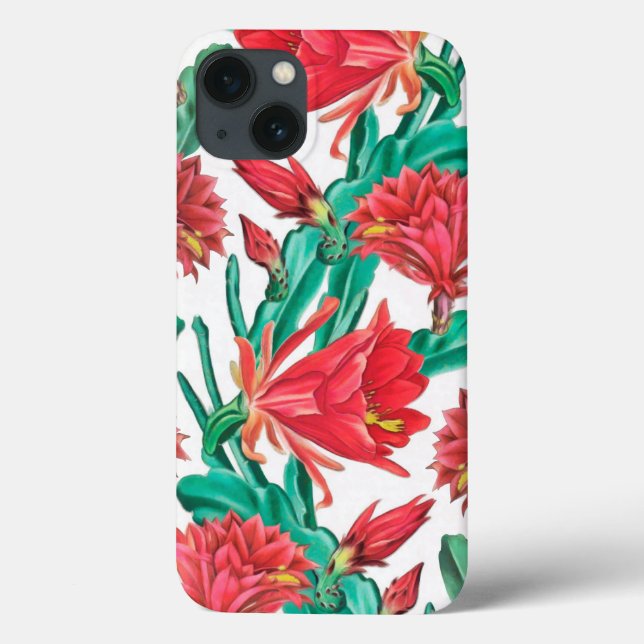 Green Red Blooming Cactus  Case-Mate iPhone Case (Back)