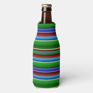 Green Red Blue Mexican Sarape Bottle Cooler