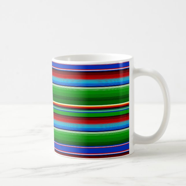 Green Red Blue Mexican Sarape Coffee Mug (Right)