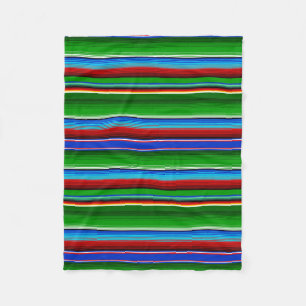 Green Red Blue Mexican Sarape Fleece Blanket