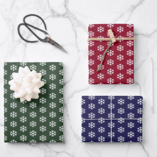 Green Red Blue Snowflake Christmas Wrapping Paper Sheet