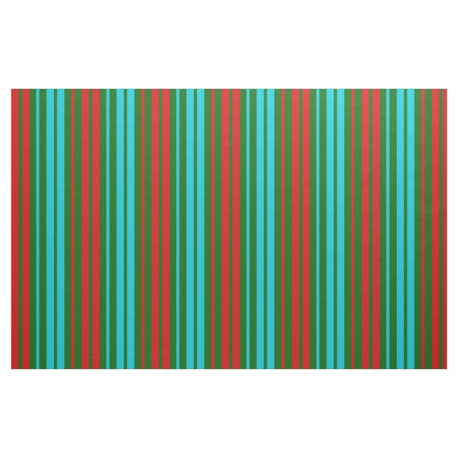 Green Red Blue Stripes Pattern   Fabric (Fat Quarter)