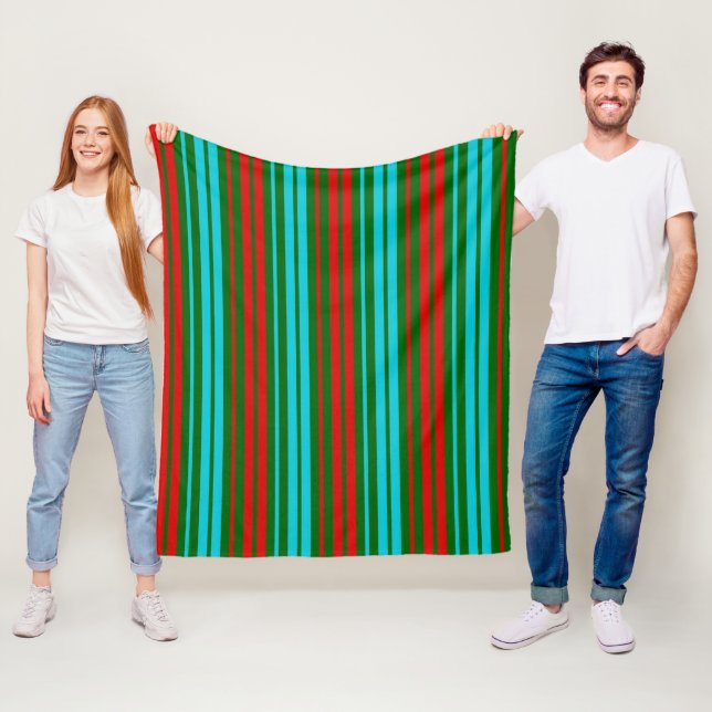 Green Red Blue Stripes Pattern   Fleece Blanket (In Situ)