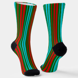 Green Red Blue Stripes Pattern Socks