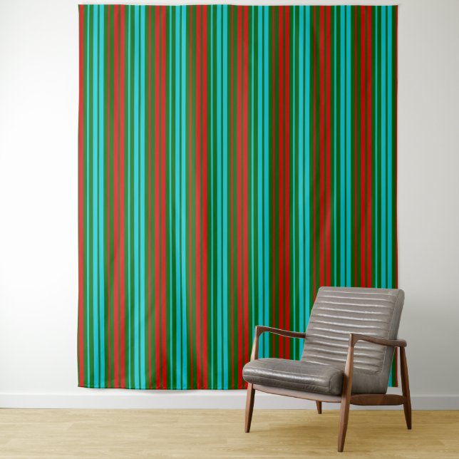 Green Red Blue Stripes Pattern   Tapestry (In Situ)