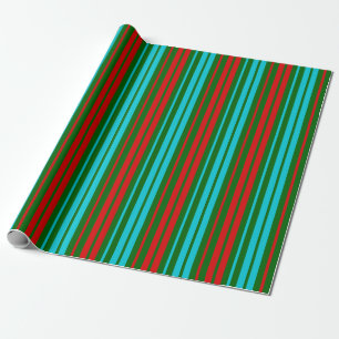 Green Red Blue Stripes Pattern Wrapping Paper