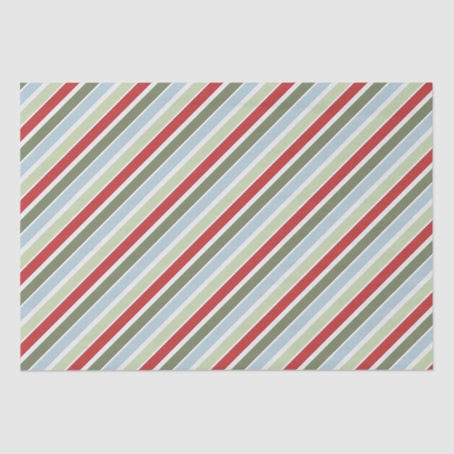 Green Red Blue Stripes Tissue Paper (Front)
