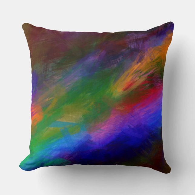 Green, Red, Blue, Yellow, Purple Abstract Pillow (Front)