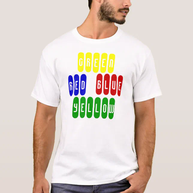 GREEN,RED,BLUE,YELLOW, tshirt | Zazzle