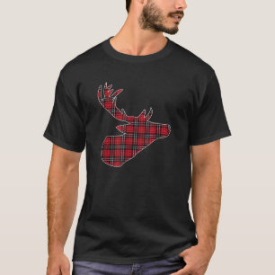Green Red Buffalo Plaid Deer Reindeer Head Christm T-Shirt