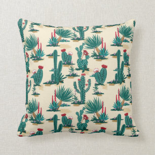 Green & Red Cactus Pattern Cushion