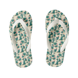 Green & Red Cactus Pattern Kid's Flip Flops