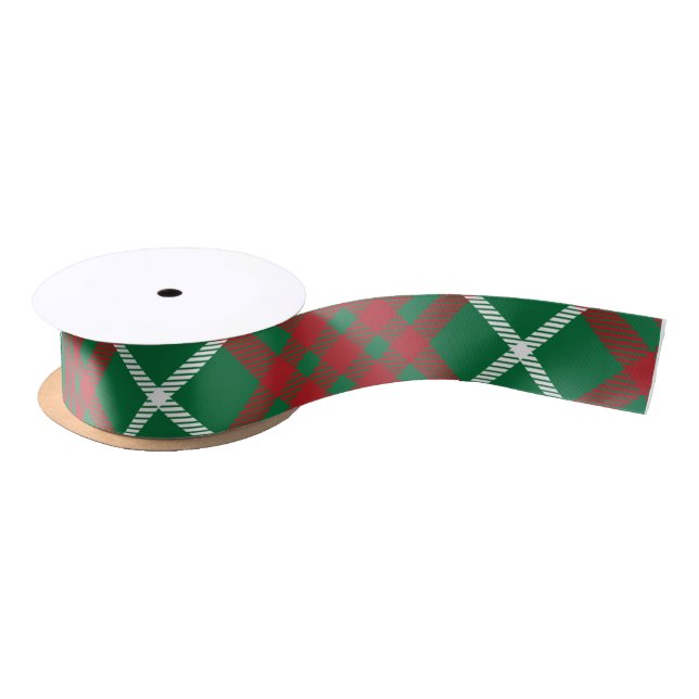 Green & Red Check Satin Ribbon (Spool)