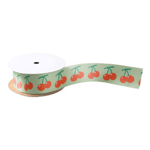 green red cherry cute satin ribbon