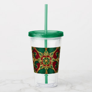 Green Red Christmas Holiday Acrylic Tumbler