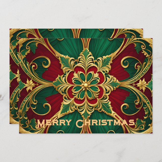 Green Red Christmas Holiday Card (Front/Back)
