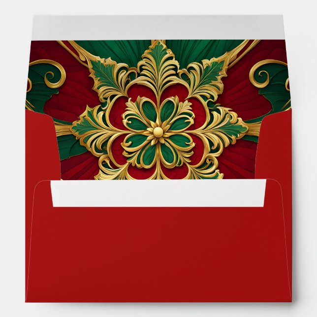 Green Red Christmas Holiday Envelope (Back (Bottom))