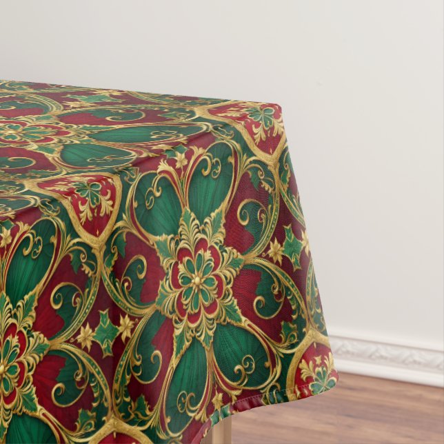Green Red Christmas Holiday Tablecloth (In Situ)