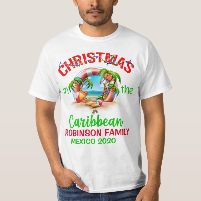 Green Red Christmas in the Caribbean T-Shirt (Front)