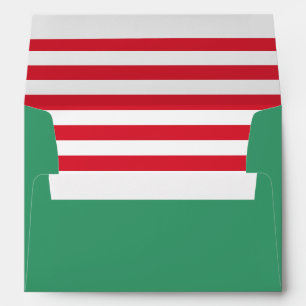 Green & Red Christmas Peppermint Lining Envelope