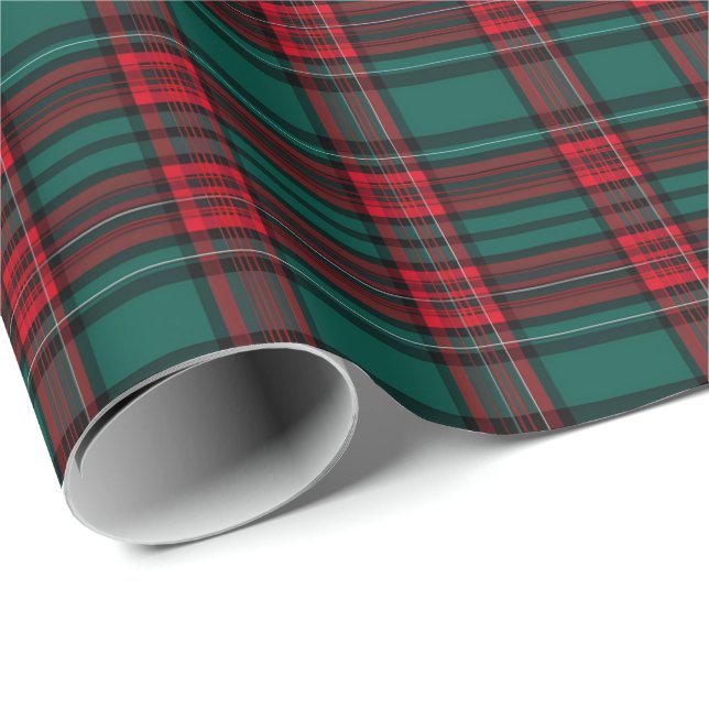 Green & Red Christmas Plaid Classic Wrapping Paper (Roll Corner)
