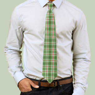 Green Red Christmas Plaid Pattern Tie