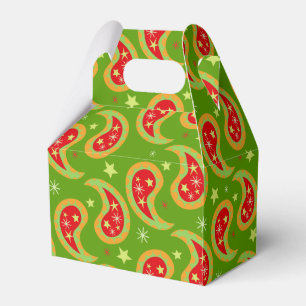 Green red Christmas star paisley gift box