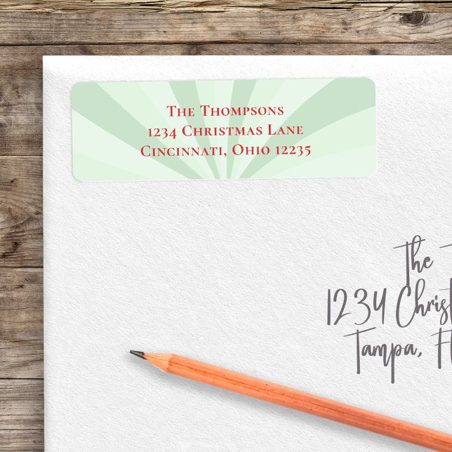 Green Red Christmas Stripe Pattern Custom (Whimsical cute Christmas Holiday Green Return Address Labels. )