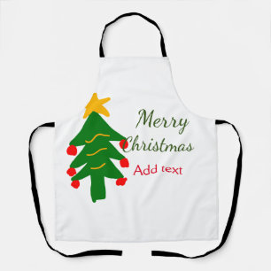 Green red christmas tree merry Christmas add name Apron