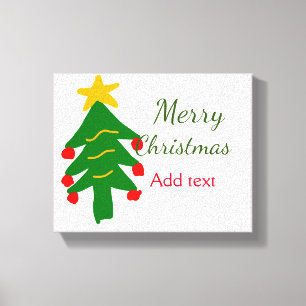 Green red christmas tree merry Christmas add name Canvas Print