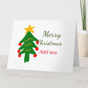 Green red christmas tree merry Christmas add name  Card