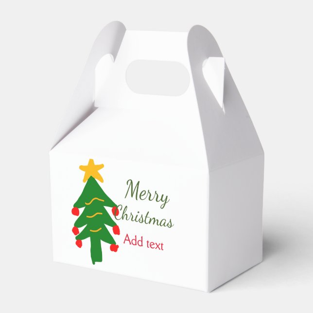 Green red christmas tree merry Christmas add name  Favour Box (Front Side)