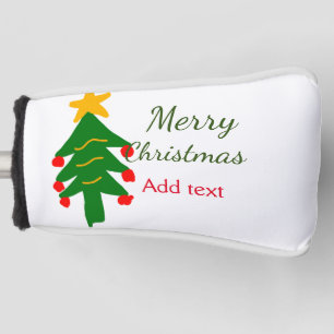 Green red christmas tree merry Christmas add name Golf Head Cover