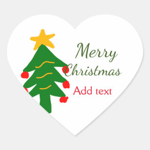 Green red christmas tree merry Christmas add name  Heart Sticker