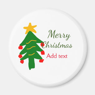 Green red christmas tree merry Christmas add name  Magnet