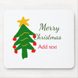 Green red christmas tree merry Christmas add name  Mouse Mat