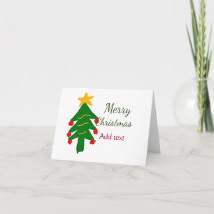 Green red christmas tree merry Christmas add name Note Card