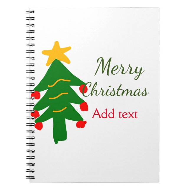Green red christmas tree merry Christmas add name  Notebook (Front)