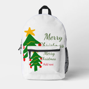 Green red christmas tree merry Christmas add name  Printed Backpack