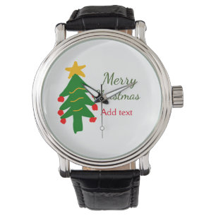 Green red christmas tree merry Christmas add name Watch