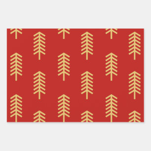 Green Red Christmas Tree Perfect Christmas Gift Wrapping Paper Sheet
