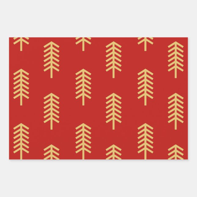 Green Red Christmas Tree Perfect Christmas Gift Wrapping Paper Sheet (Front)