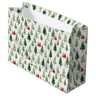 Green Red Christmas Trees Large Gift Bag