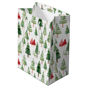 Green Red Christmas Trees  Medium Gift Bag
