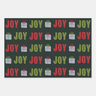 Green Red Dark Modern Presents Typography Christma Wrapping Paper Sheet