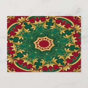Green Red Decorative Christmas Holiday Postcard