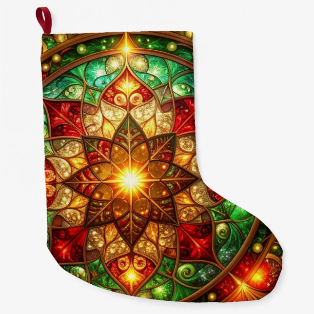 Green Red Decorative Christmas Holiday Stocking (Front)