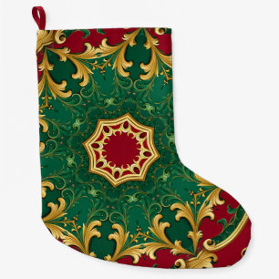 Green Red Decorative Christmas Holiday Stocking