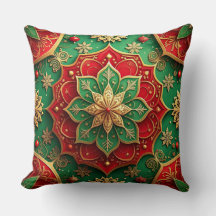 Green Red Decorative Christmas Throw Pillow