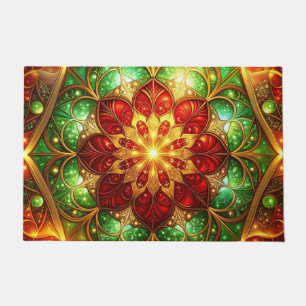 Green Red Decorative Holiday Doormat